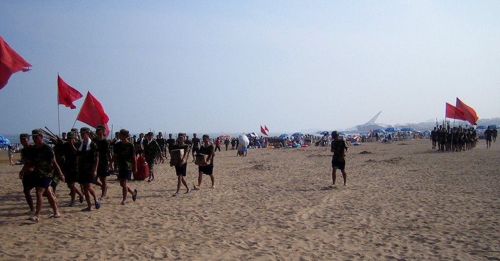 Qingdao the PR army is leaving July 13th 2008 © Doyle Sails Qingdao China